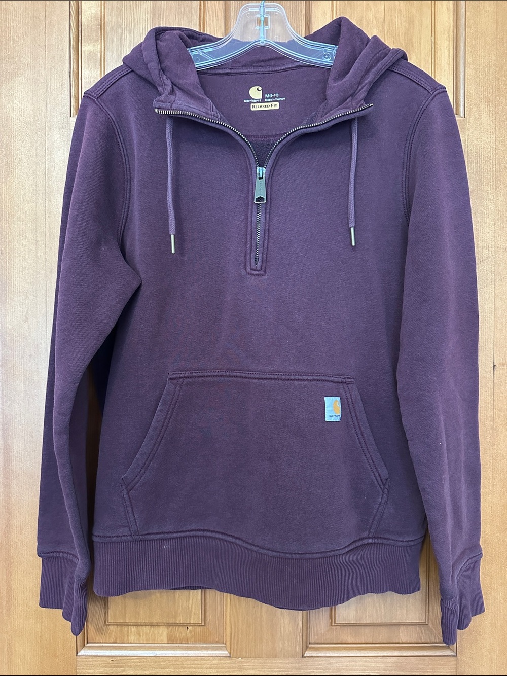 Carhartt Plum Quarter-Zip Hooded Sweatshirt size M